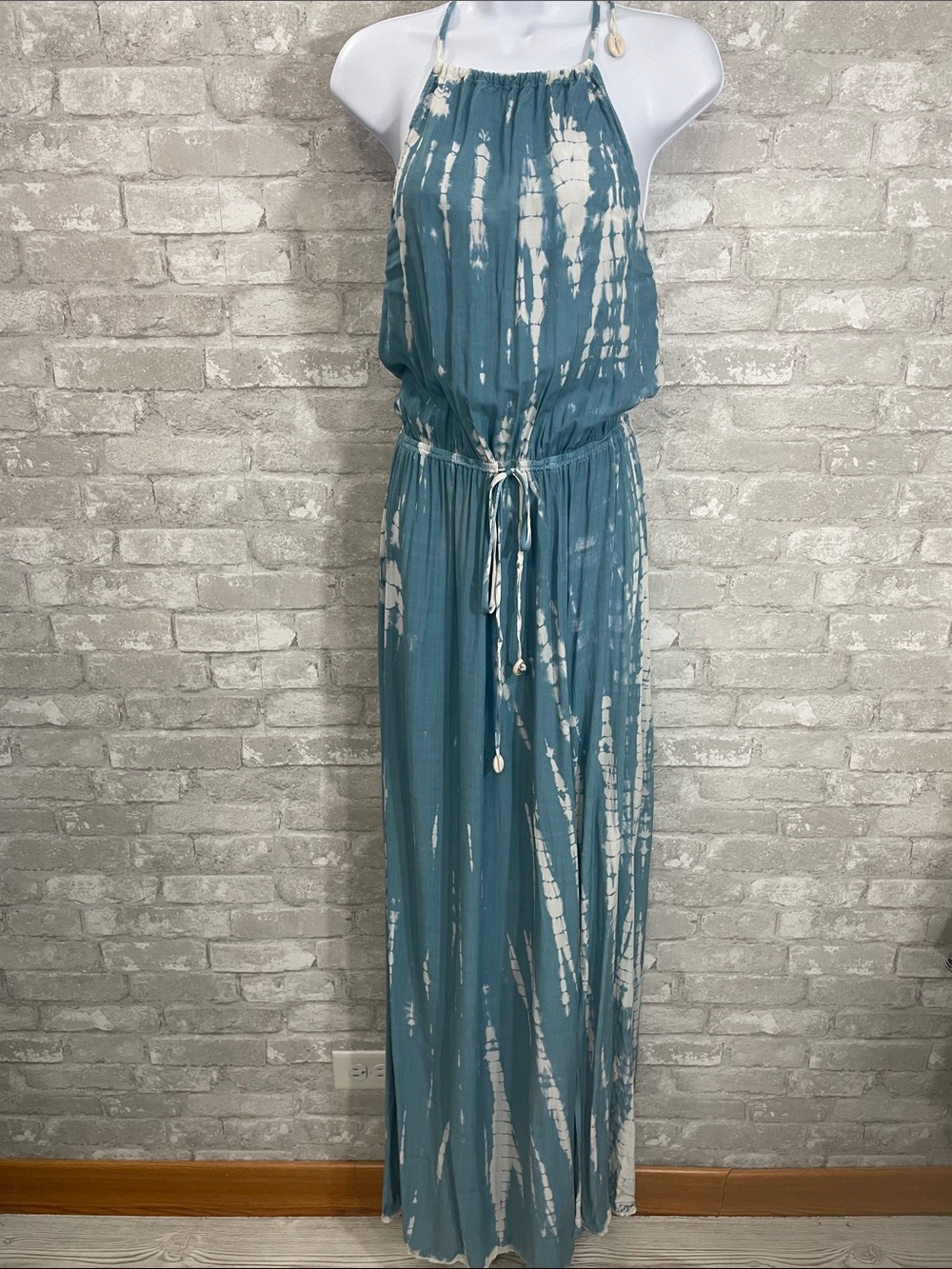 Lulus In a Daydream Blue and White Tie-Dye Maxi Dress
